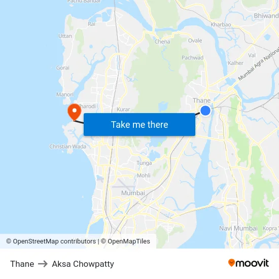 Thane to Aksa Chowpatty map