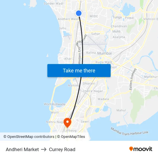 Andheri Market to Currey Road map