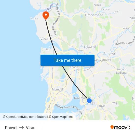 Panvel to Virar map