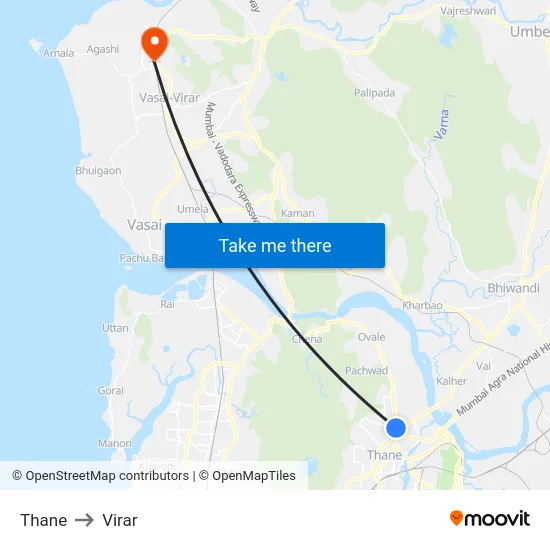 Thane to Virar map