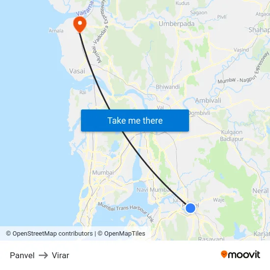 Panvel to Virar map