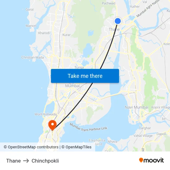Thane to Chinchpokli map