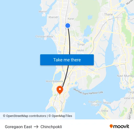 Goregaon East to Chinchpokli map