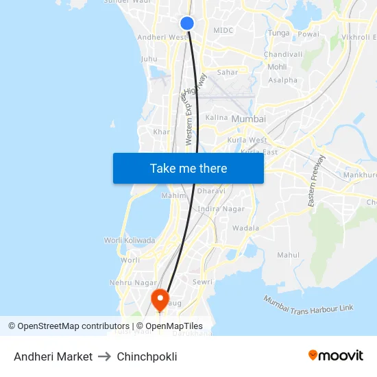 Andheri Market to Chinchpokli map