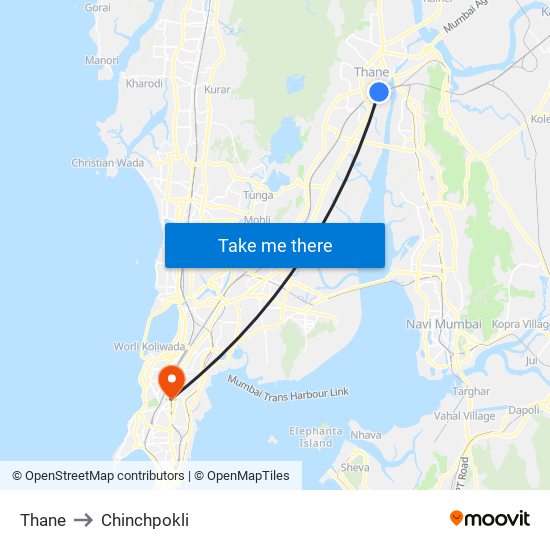 Thane to Chinchpokli map