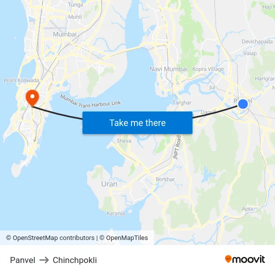 Panvel to Chinchpokli map