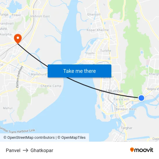 Panvel to Ghatkopar map