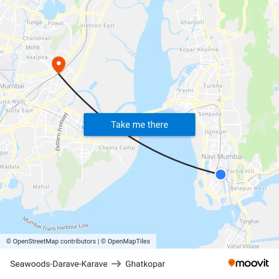 Seawoods-Darave-Karave to Ghatkopar map