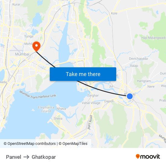 Panvel to Ghatkopar map