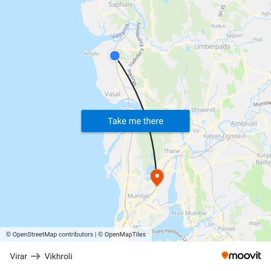Virar to Vikhroli map