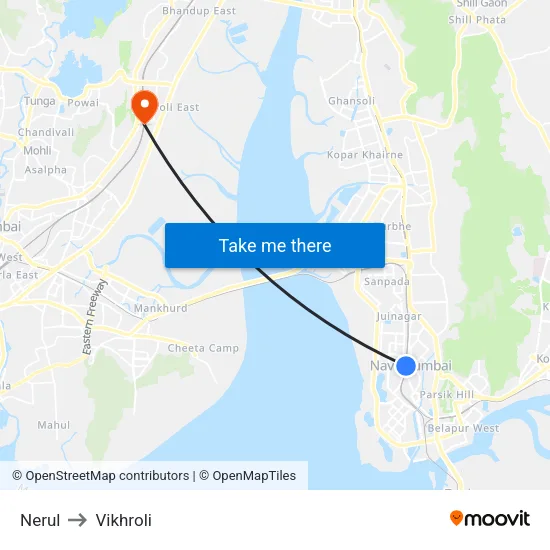 Nerul to Vikhroli map