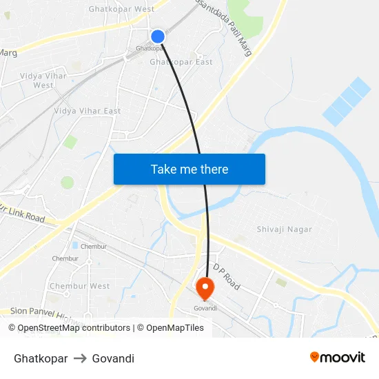 Ghatkopar to Govandi map