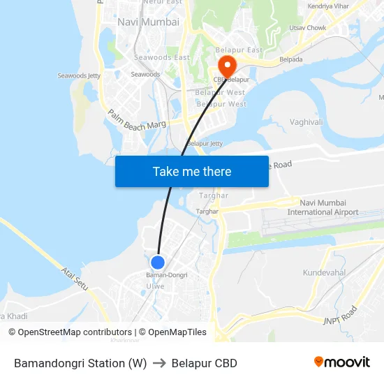 Bamandongri Station (W) to Belapur CBD map