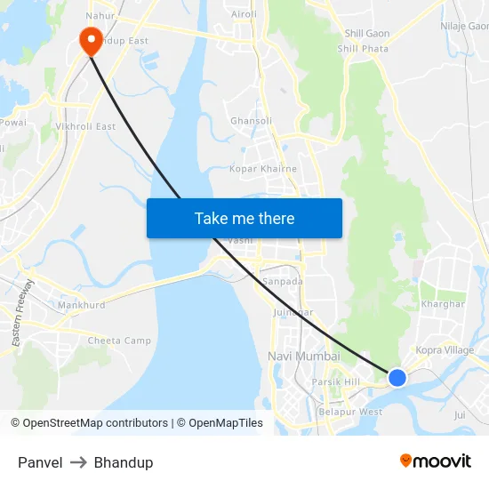 Panvel to Bhandup map
