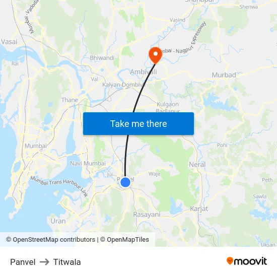 Panvel to Titwala map