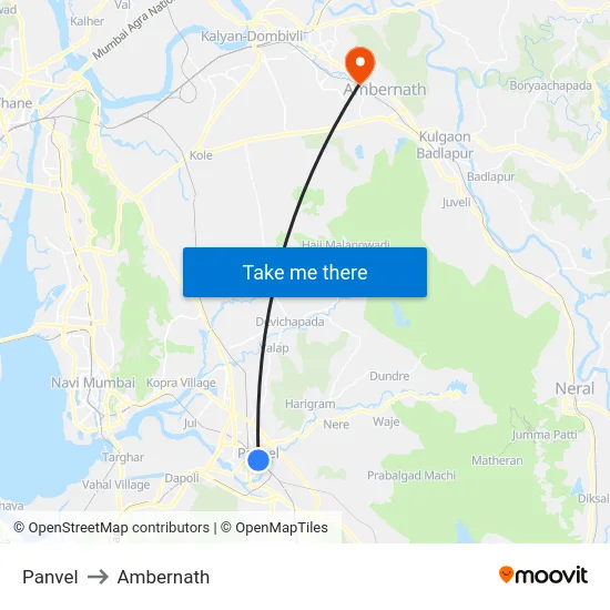 Panvel to Ambernath map