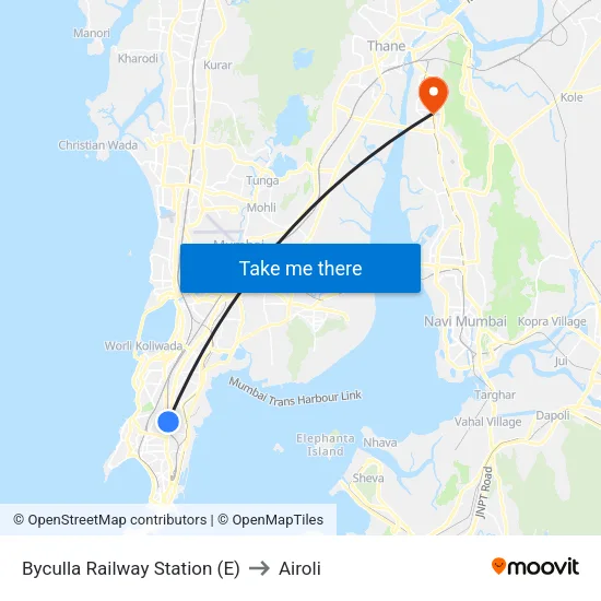 Byculla Railway Station (E) to Airoli map