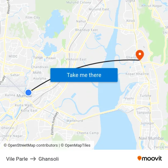 Vile Parle to Ghansoli map