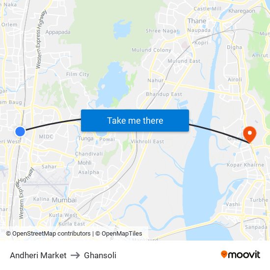 Andheri Market to Ghansoli map