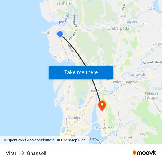 Virar to Ghansoli map