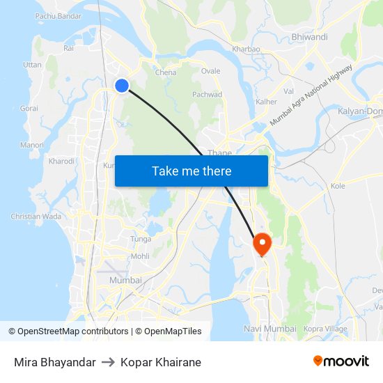 Mira Bhayandar to Kopar Khairane map
