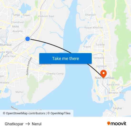 Ghatkopar to Nerul map