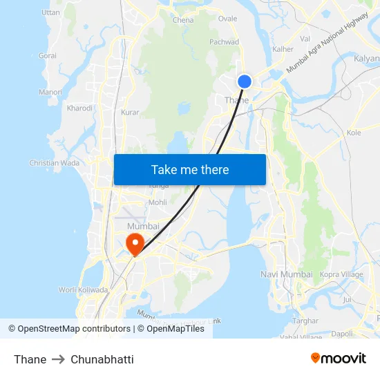Thane to Chunabhatti map