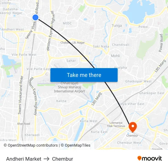 Andheri Market to Chembur map