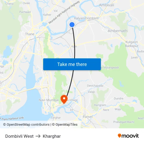 Dombivli West to Kharghar map