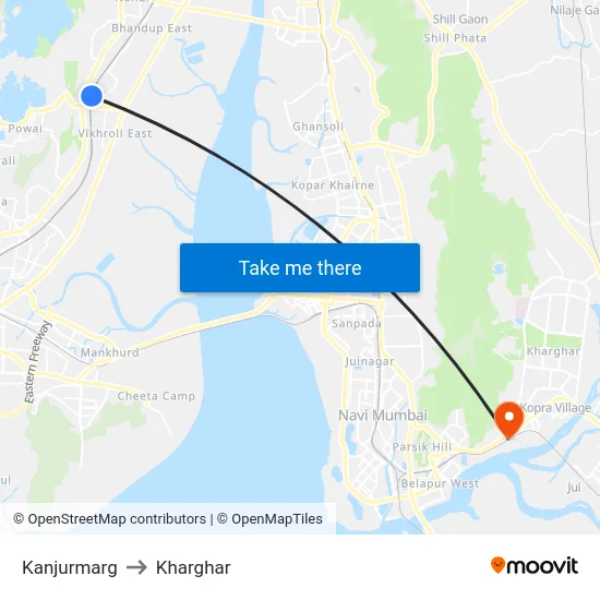 Kanjurmarg to Kharghar map