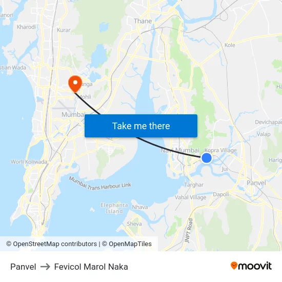 Panvel to Fevicol Marol Naka map