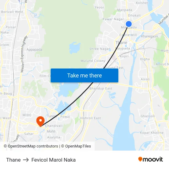 Thane to Fevicol Marol Naka map