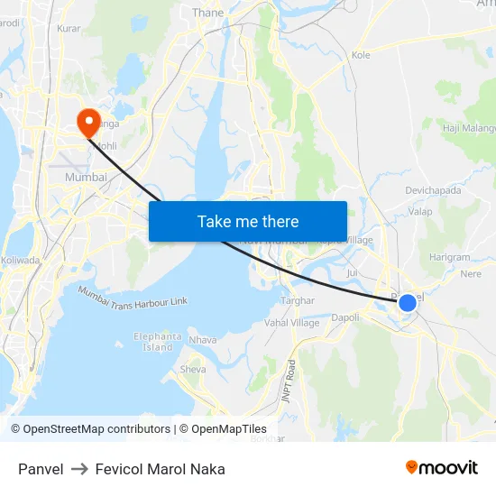 Panvel to Fevicol Marol Naka map