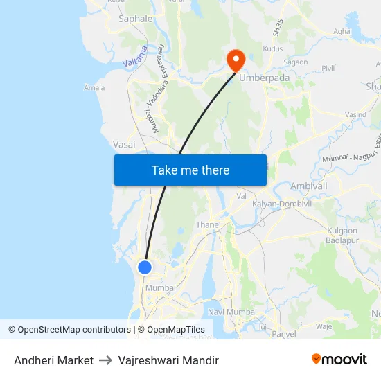 Andheri Market to Vajreshwari Mandir map