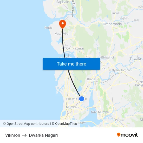 Vikhroli to Dwarka Nagari map