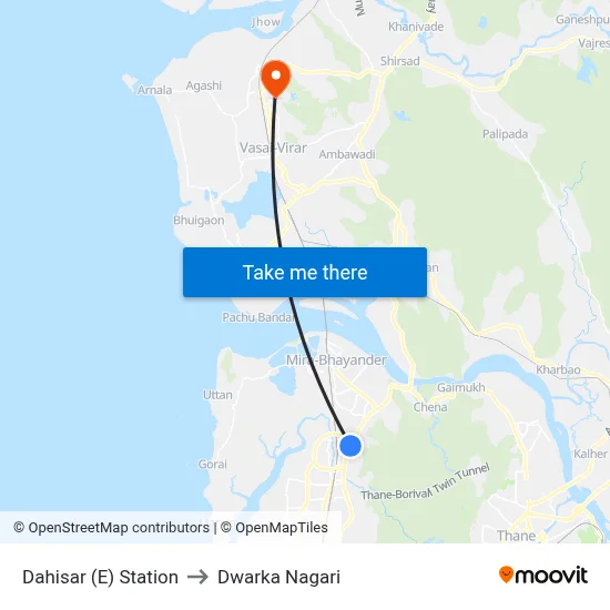 Dahisar (E) Station to Dwarka Nagari map