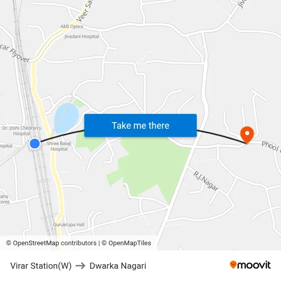 Virar Station(W) to Dwarka Nagari map