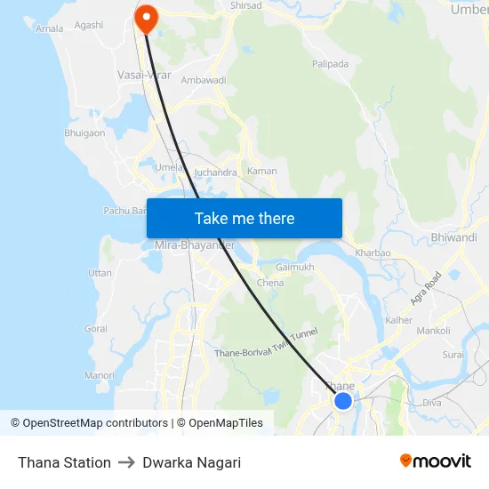 Thana Station to Dwarka Nagari map
