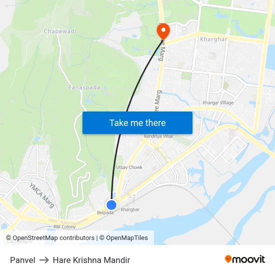 Panvel to Hare Krishna Mandir map