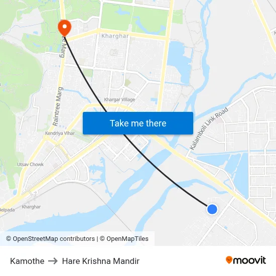 Kamothe to Hare Krishna Mandir map