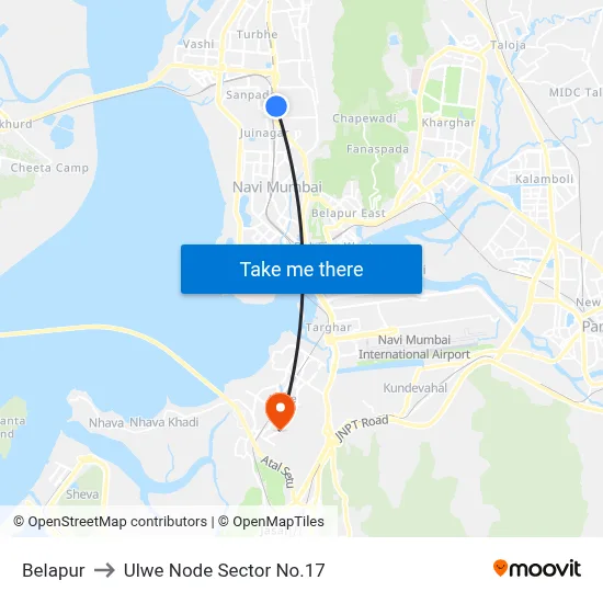 Belapur to Ulwe Node Sector No.17 map
