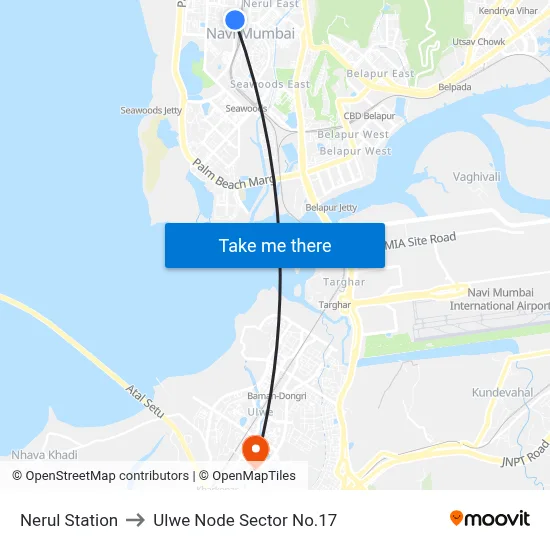 Nerul Station to Ulwe Node Sector No.17 map