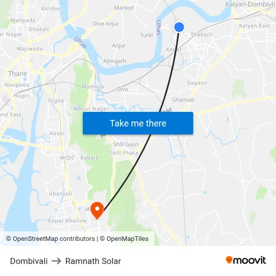 Dombivali to Ramnath Solar map