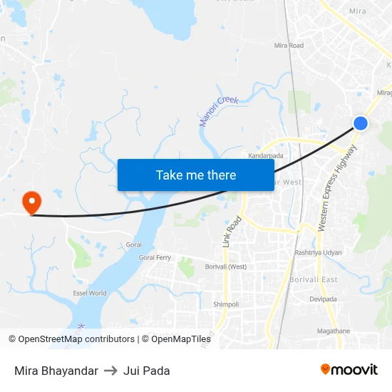 Mira Bhayandar to Jui Pada map
