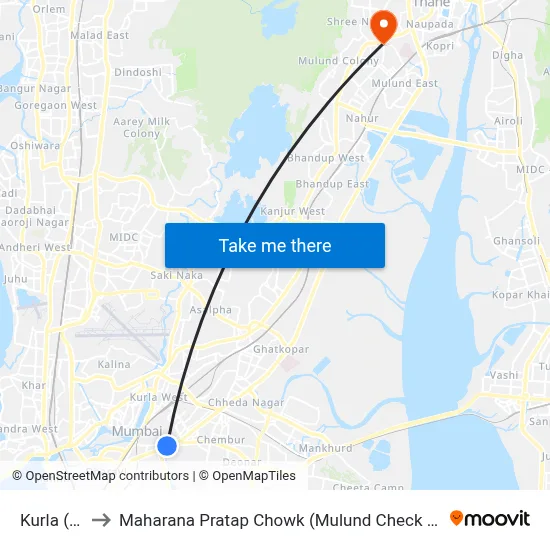 Kurla (Sc) to Maharana Pratap Chowk (Mulund Check Naka-W) map