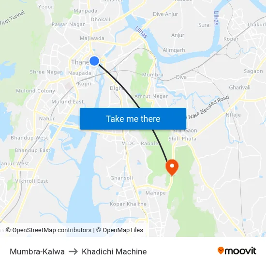 Mumbra-Kalwa to Khadichi Machine map