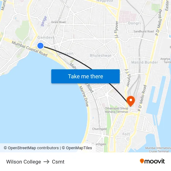 Wilson College to Csmt map