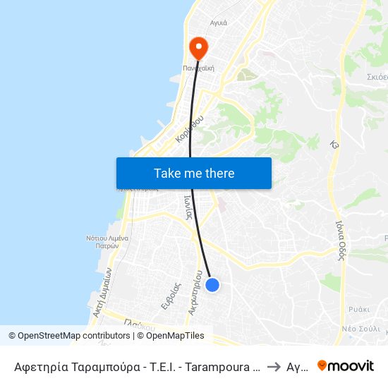 Αφετηρία Ταραμπούρα - Τ.Ε.Ι. - Tarampoura - T.E.I. (Start) to Αγυιά map