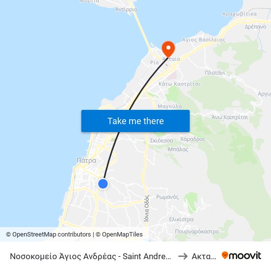 Νοσοκομείο Άγιος Ανδρέας - Saint Andrew Hospital to Ακταίον map