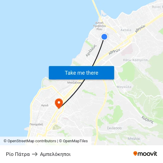 Ρίο Πάτρα to Αμπελόκηποι map